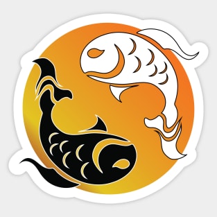 Yin and Yang Tribal style fish, yellow Sticker